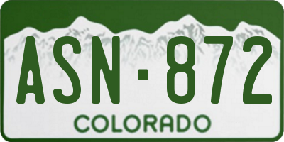 CO license plate ASN872