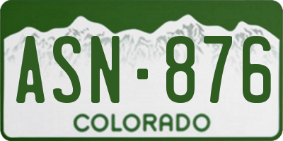CO license plate ASN876