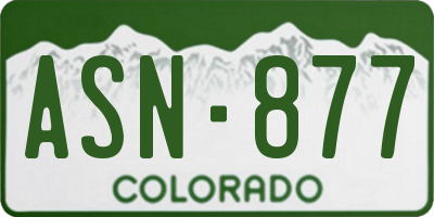 CO license plate ASN877