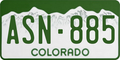 CO license plate ASN885
