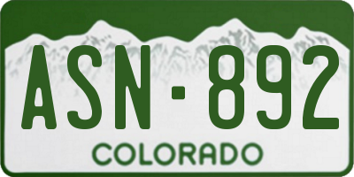 CO license plate ASN892