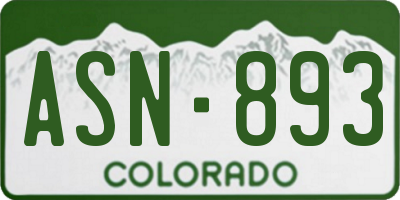 CO license plate ASN893