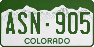 CO license plate ASN905