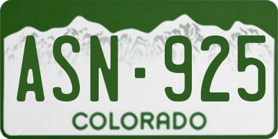 CO license plate ASN925