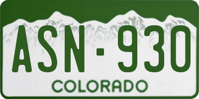CO license plate ASN930