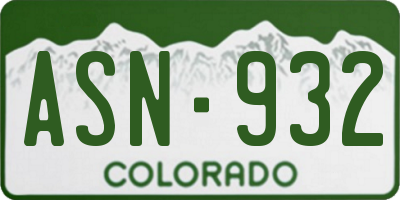 CO license plate ASN932