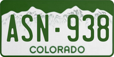 CO license plate ASN938
