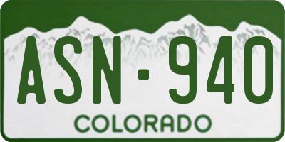 CO license plate ASN940