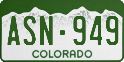 CO license plate ASN949