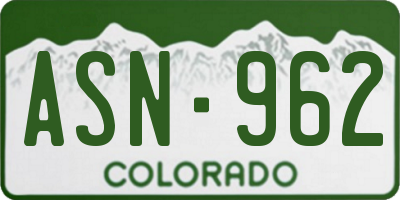 CO license plate ASN962