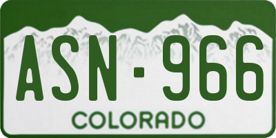 CO license plate ASN966