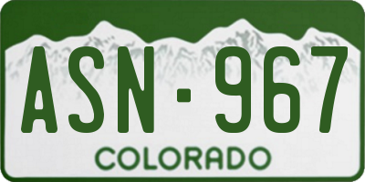 CO license plate ASN967