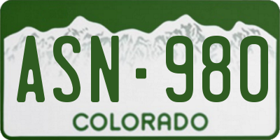 CO license plate ASN980