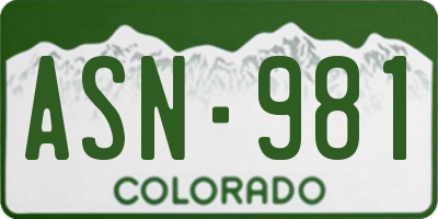 CO license plate ASN981