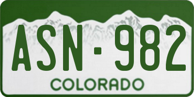 CO license plate ASN982