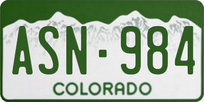 CO license plate ASN984