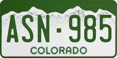 CO license plate ASN985
