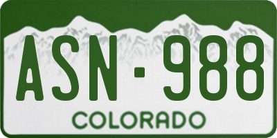 CO license plate ASN988