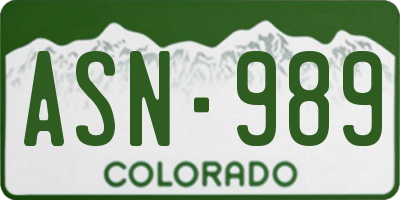 CO license plate ASN989