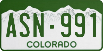 CO license plate ASN991