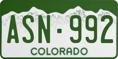CO license plate ASN992