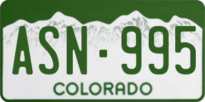 CO license plate ASN995