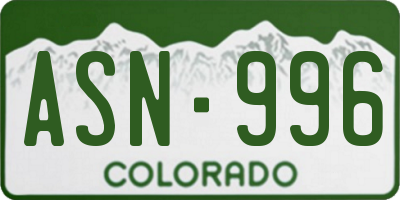 CO license plate ASN996