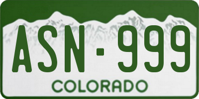 CO license plate ASN999