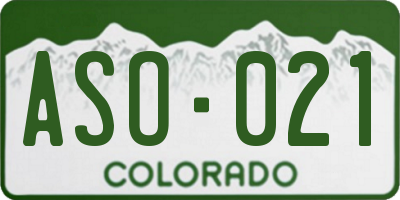 CO license plate ASO021