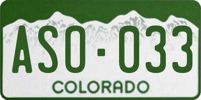 CO license plate ASO033