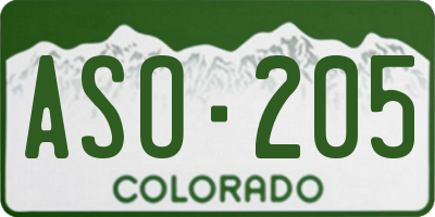 CO license plate ASO205