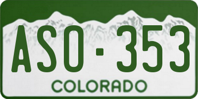 CO license plate ASO353
