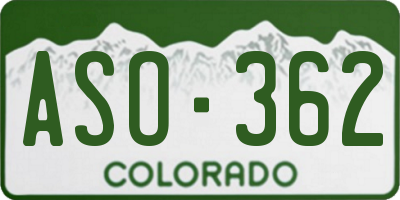 CO license plate ASO362