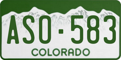CO license plate ASO583