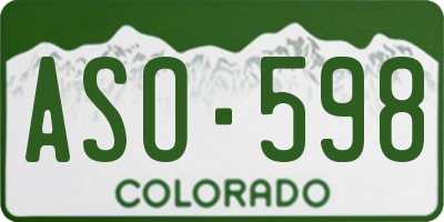 CO license plate ASO598