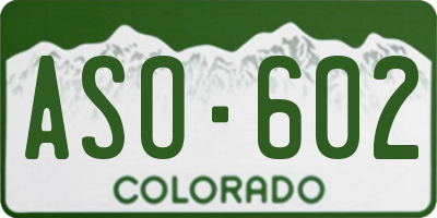 CO license plate ASO602