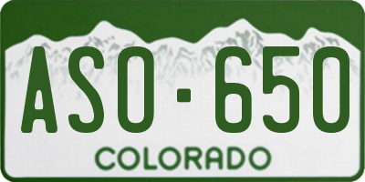 CO license plate ASO650