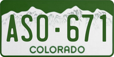 CO license plate ASO671