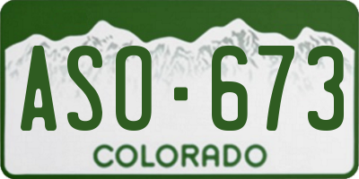 CO license plate ASO673