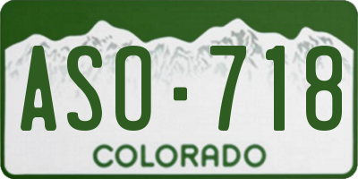 CO license plate ASO718