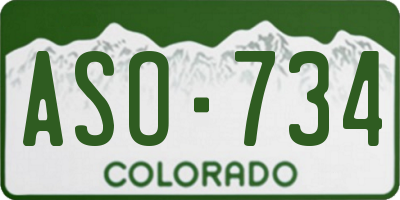 CO license plate ASO734