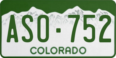 CO license plate ASO752