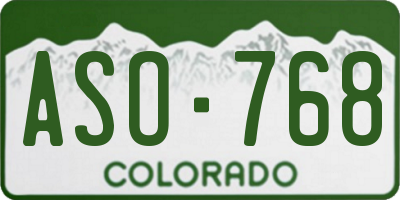 CO license plate ASO768