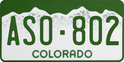 CO license plate ASO802