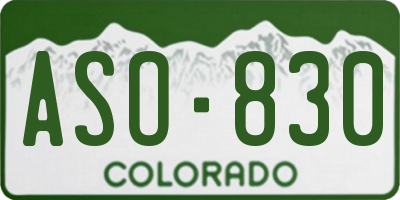 CO license plate ASO830