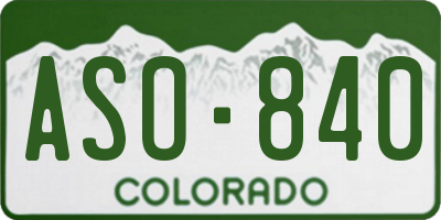 CO license plate ASO840