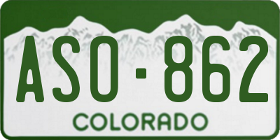CO license plate ASO862
