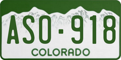 CO license plate ASO918