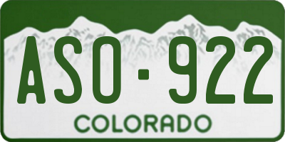 CO license plate ASO922