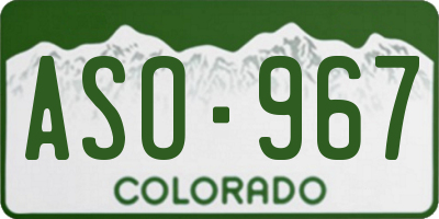 CO license plate ASO967